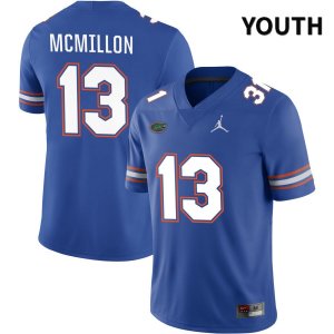 Youth Florida Gators #13 Donovan McMillon NCAA Jordan Brand Royal NIL 2022 Authentic Stitched College Football Jersey EJD8362CV